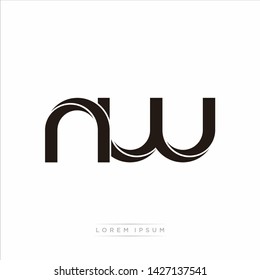 nw n w Initial Letter Split Lowercase Modern Monogram linked outline rounded logo
