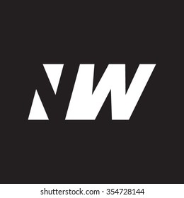 NW negative space letter logo black background