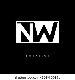 NW Negative Space Monogram – Minimalist Black and White Letter mark Logo for Creative Branding, Fashion Identity and Modern Design Concepts
