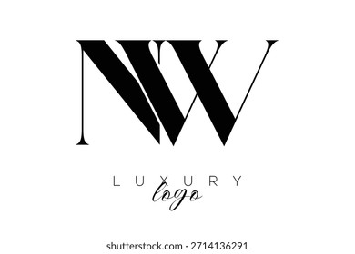 Logotipo de tipografía de monograma de letra NW Serif para una identidad de marca de Premium elegante
