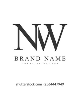 NW trendy logotype template. Initial letter n and w classic font style. Creative logo for company name or identity. Vector illustration.