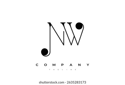 NW Typography Logo Design. Stylish monogram design depiction featuring the letters N and W combined in an artistic signature style, delivering a unique and creative visual representation.