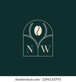 NW Unique and simple logo design combination of letters and coffee bean