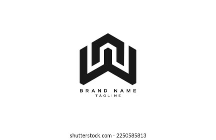NW, WN, Abstract initial monogram letter alphabet logo design