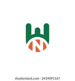 NW, WN, Abstract initial monogram letter alphabet logo design