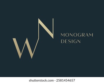 NW or WN letter logo icon design. Classic style luxury initials monogram.