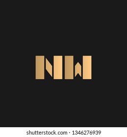 NW or WN logo vector. Initial letter logo, golden text on black background
