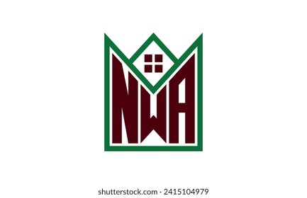 NWA initial letter real estate builders logo design vector. construction ,housing, home marker, property, building, apartment, flat, compartment, business, corporate, house rent, rental, commercial 