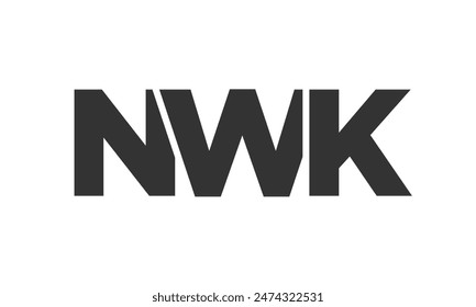NWK logo design template with strong and modern bold text. Initial based vector logotype featuring simple and minimal typography. Trendy company identity ideal for businesses brand presence.
