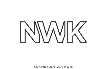 NWK logo design template with strong and modern bold text. Initial based vector logotype featuring simple and minimal typography. Trendy company identity ideal for businesses brand presence.