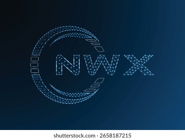 NWX Logo-Vektordesign mit Low-Poly-Buchstaben. NWX-Logo-Design mit niedrigem Poly-Hintergrund. Low-Poly-Logo