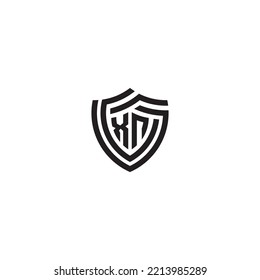 El concepto de escudo de línea abstracto NX en un diseño profesional de alta calidad que se imprimirá bien en cualquier medio de impresión