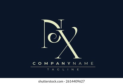 NX abstract Logo. Elegantly Designed Minimalist Monogram Logo with Stylish Lettering. Sophisticated and sleek minimalist monogram showcasing unique lettering design.
