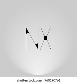 NX Black thin minimalist LOGO Design with Highlight on Gray background.