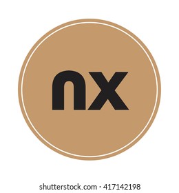 nx brown letters ,abstract background logo, design identity in circle, alphabet letter