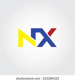 NX flat initial letter logo combining yellow, blue and red