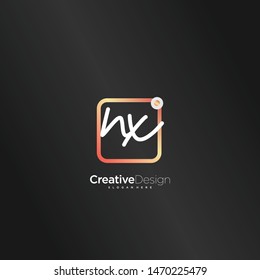 NX initial handwriting with color logo icon template vector.
