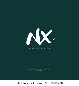 NX Initial handwriting or handwritten logo for identity. Logo with signature and hand drawn style.