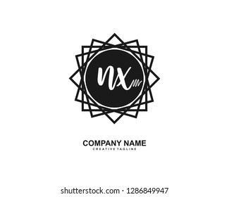 NX Initial Handwriting Logo Template Vector