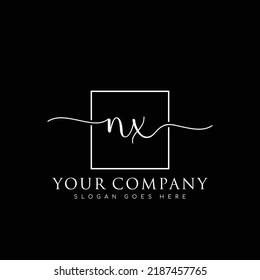 NX Initial handwriting minimalist logo vector