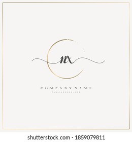 NX Letra inicial logotipo de escritura a mano modelo de plantilla dibujado a mano vector, logotipo para belleza, cosméticos, boda, moda y negocios