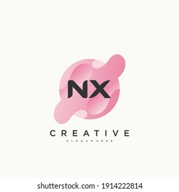 Elementos de plantilla de diseño de iconos del logotipo de la carta inicial NX con un arte colorido de ondas.