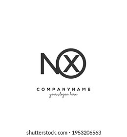 NX Logo de la letra inicial dentro de forma circular dentro de un monograma negro redondeado