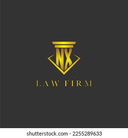 Logotipo de monograma inicial NX para una firma de abogados con diseño de polígono creativo