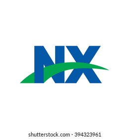 NX initial overlapping swoosh letter logo blue green