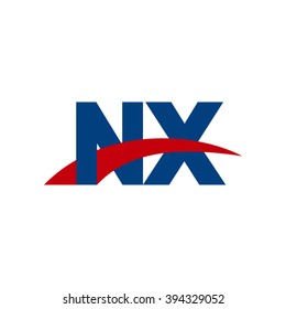 NX initial overlapping swoosh letter logo blue red