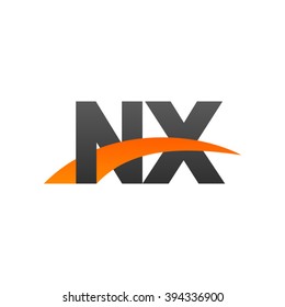 NX initial overlapping swoosh letter logo black orange