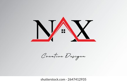 NX Letter House Logo – Creative Real Estate Monogram with Roof Icon and Home Shape for Property, Architecture and Modern Branding

