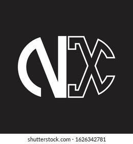 NX Letter logo monogram with oval shape negative space design template