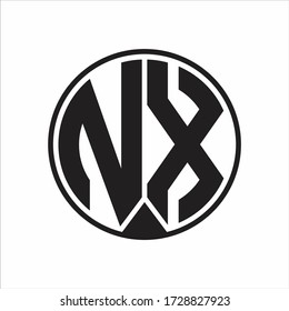 NX Logo monogram circle with piece ribbon style on white background