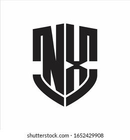 NX Logo monogram with emblem shield shape design isolated on white background