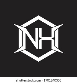Monograma del logotipo NX con modelo hexagonal y de cuatro ejes