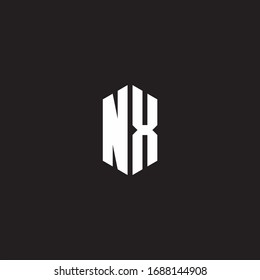NX Logo monogram with hexagon shape style design template isolated on black background