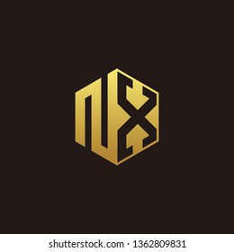 NX Logo Monogram with Negative space gold colors