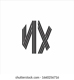 NX-Logo-Monogramm-Umriss-Stil einzeln auf weißem Hintergrund