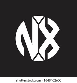 Monograma del logotipo NX con estilo de cinta circular