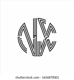 NX Logo monogram triple ribbon style line design template isolated on white background