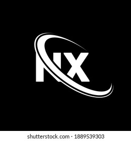 NX logo. N X design. White NX letter. NX N X letter logo design. Initial letter NX linked circle uppercase monogram logo.