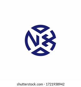 NX monogram logo with abstract shapes in modern style design template