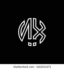 NX monogram logo circle ribbon style outline design template