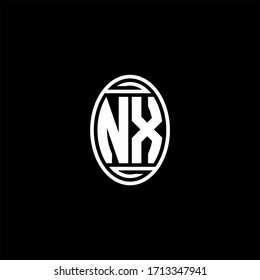 NX monogram logo isolated on oval rotate shape design template