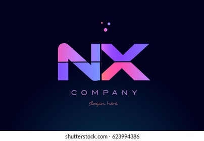 nx n x creative color blue background pink purple blue magenta alphabet letter company logo vector icon design
