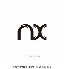 nx n x Initial Letter Split Lowercase Modern Monogram linked outline rounded logo