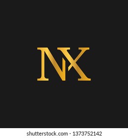 NX or N X letter alphabet logo design in vector format.