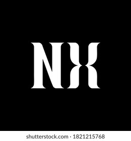 Diseño de logotipo de letra NX N X. Letra inicial color blanco del logotipo monograma superior del NX. Logo NX, diseño N X. NX, N X