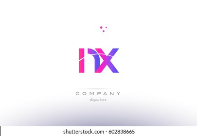 nx n x  pink purple modern creative gradient alphabet company logo design vector icon template